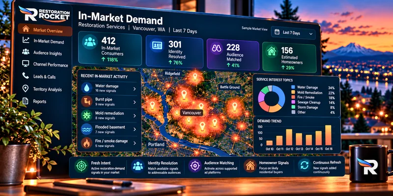 In-market demand dashboard on a desktop monitor